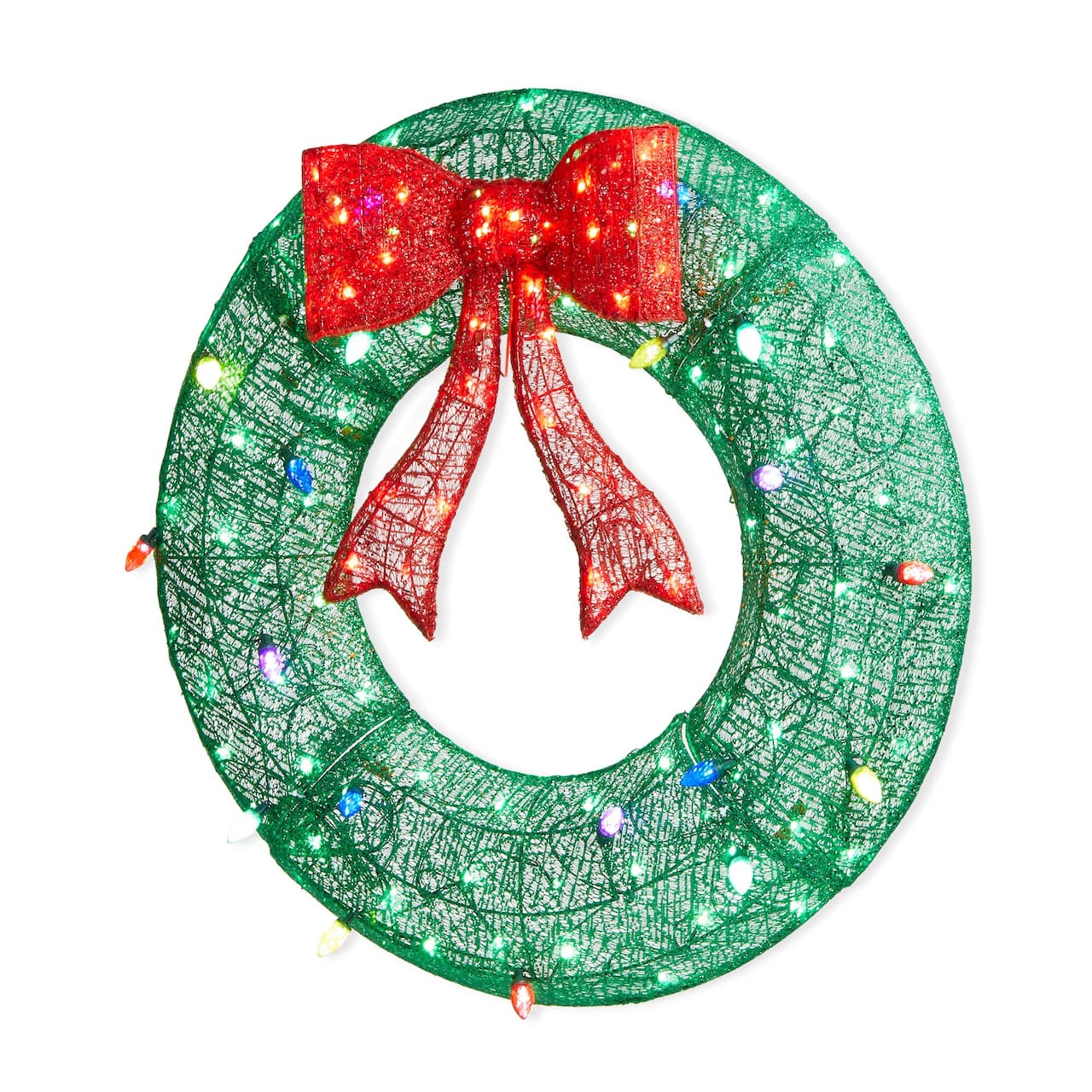 Glitzhome® 3ft. Lighted Christmas 3D Mesh Wreath Outdoor Décor